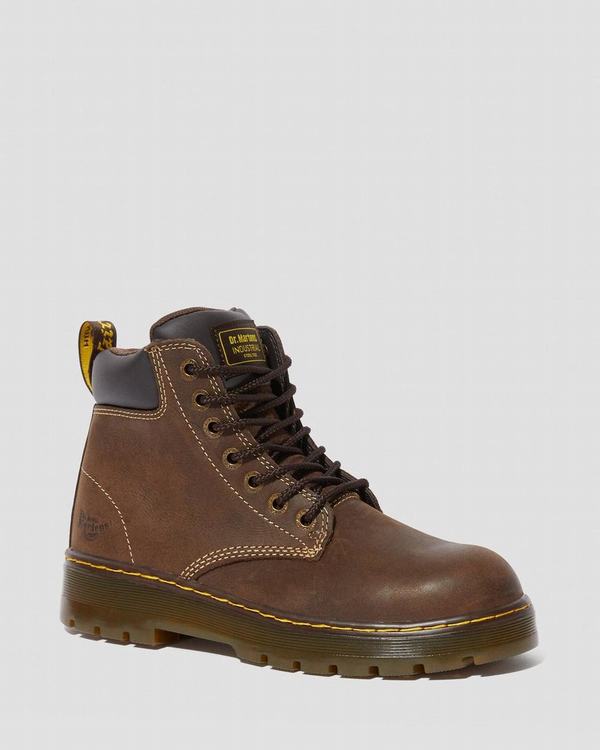 Dr Martens Dámské Pracovní Boty Winch Steel Toe Tmavě Hnědé, CZ-721803